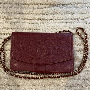 Vintage Chanel timeless wallet on the chain caviar
